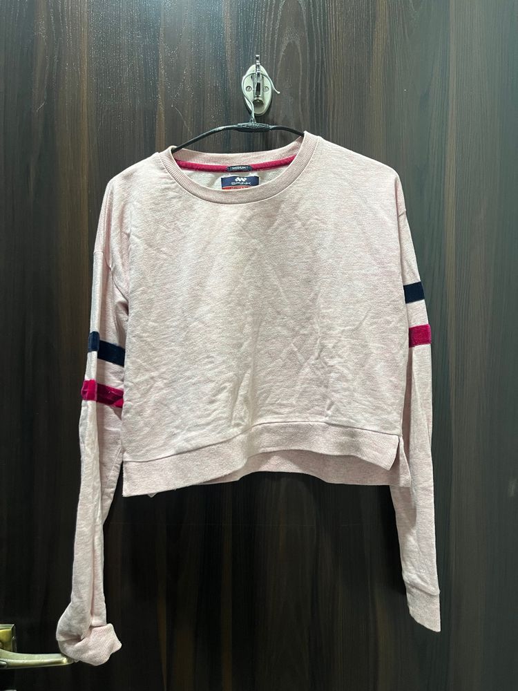 Cute Baby Pink Crop Sweatshirt