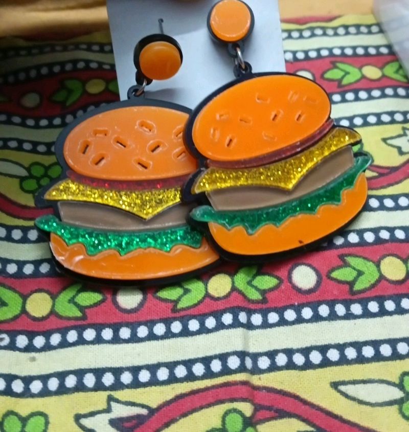 Quirky Colorful Burger Earrings