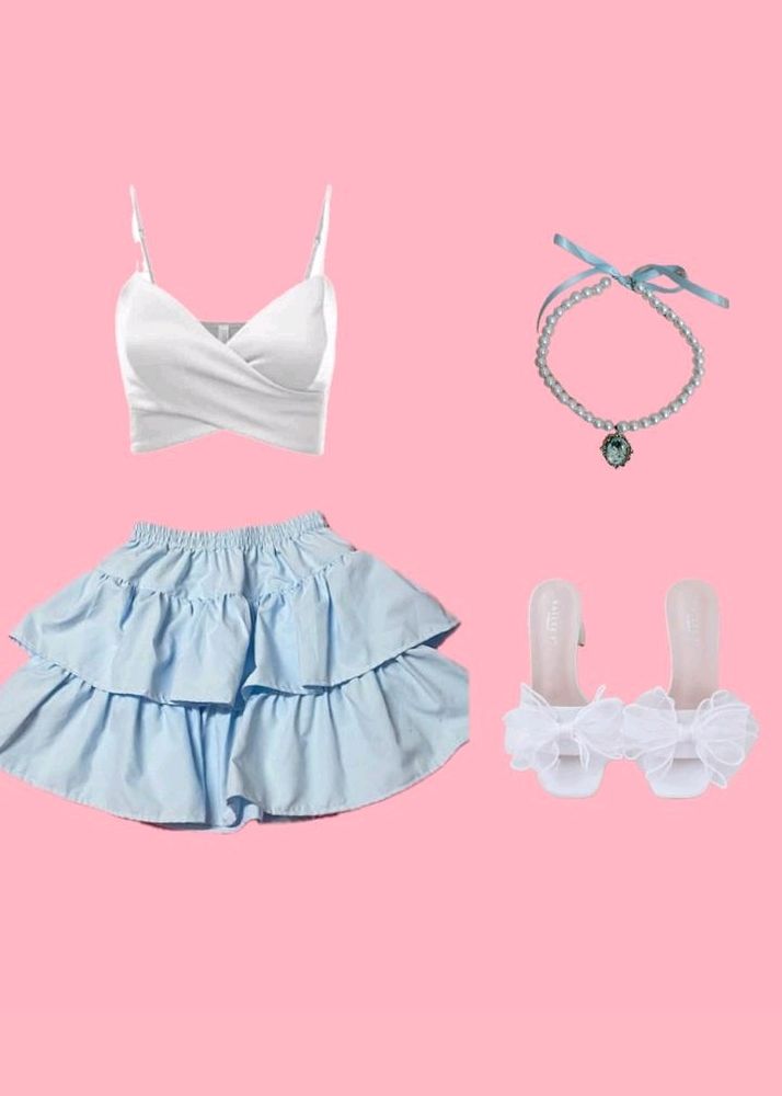 Baby Blue Ruffle Mini Skirt 💌