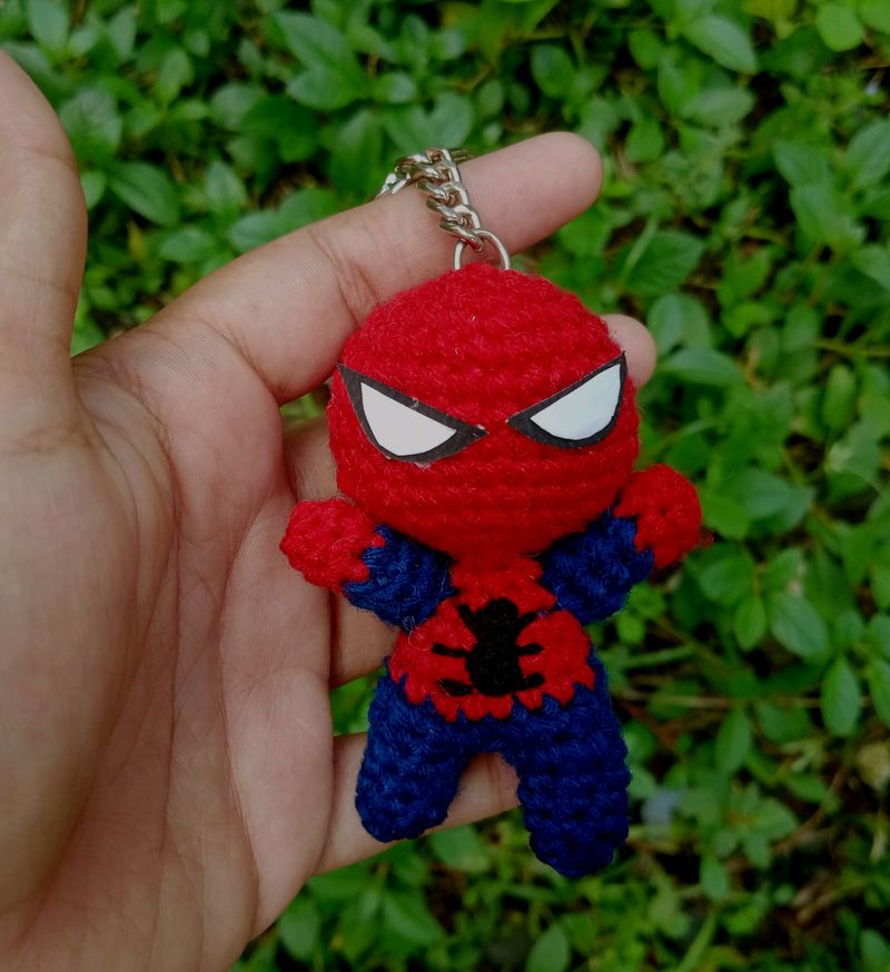 Crochet Red And Blue Spiderman Keychain ❤️🕷️🕸️