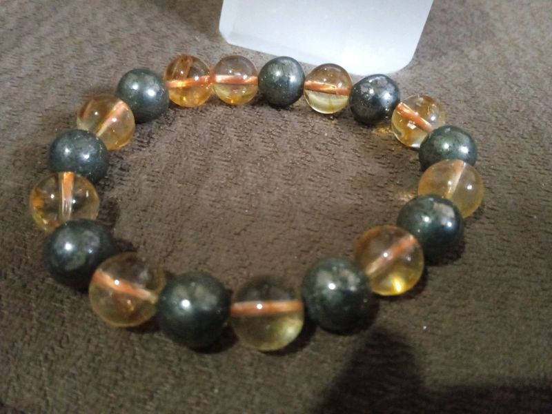 Energized citrine and pyrite good luck bracelet