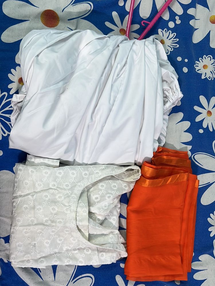 Chikankari Kurta Set With Duppatta and  Patiyala