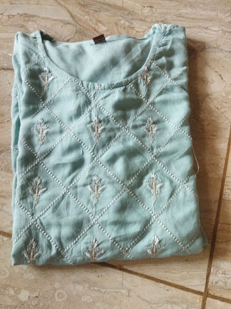 Blue Colour Beautiful Kurta With Embroidery