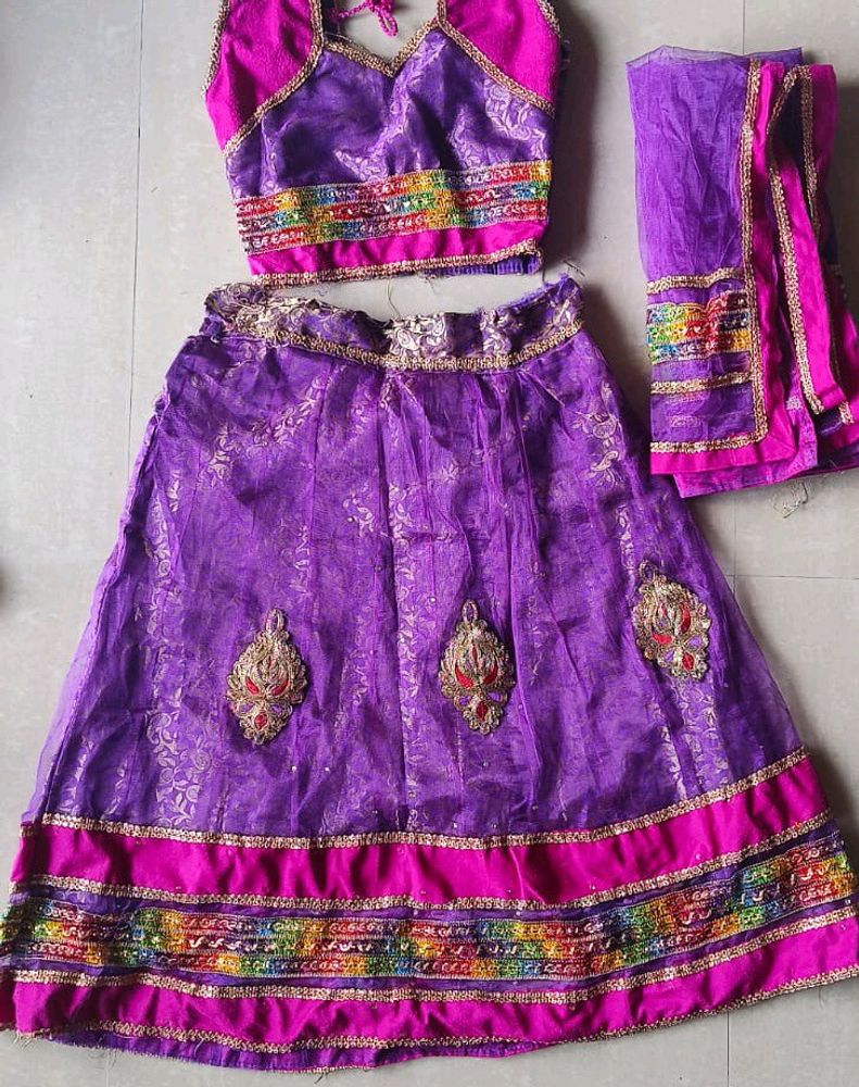 Radha Garba (Purple) Lehenga Choli Kids