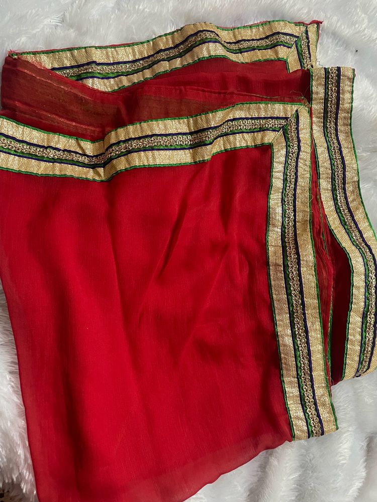 Long Heavy Border Red Dupatta