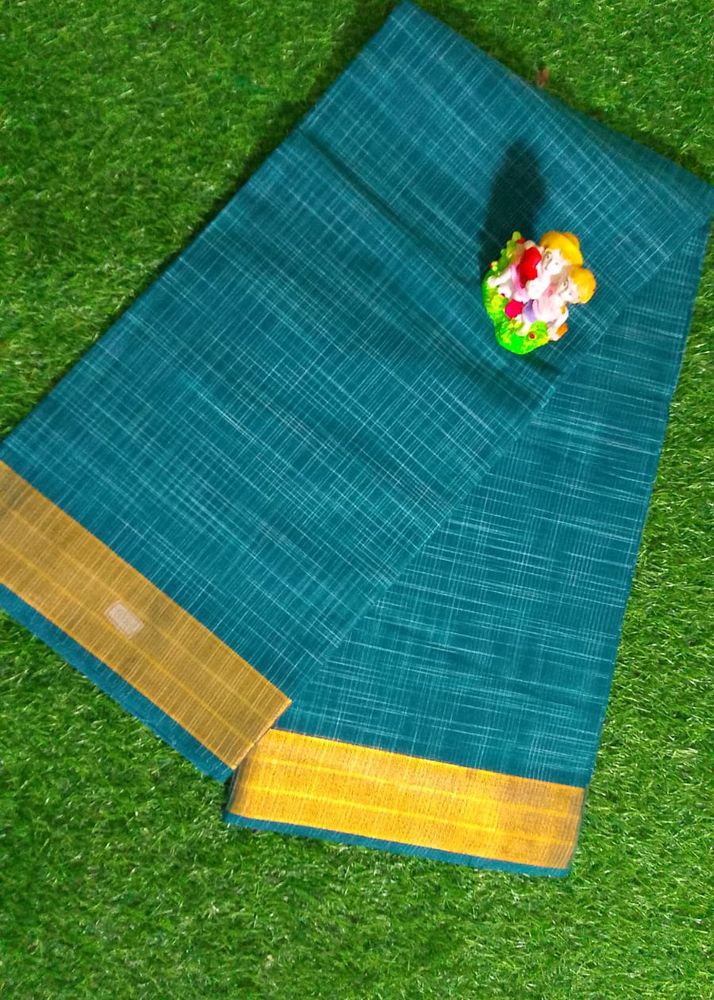 Cotton Saree With Gold Border