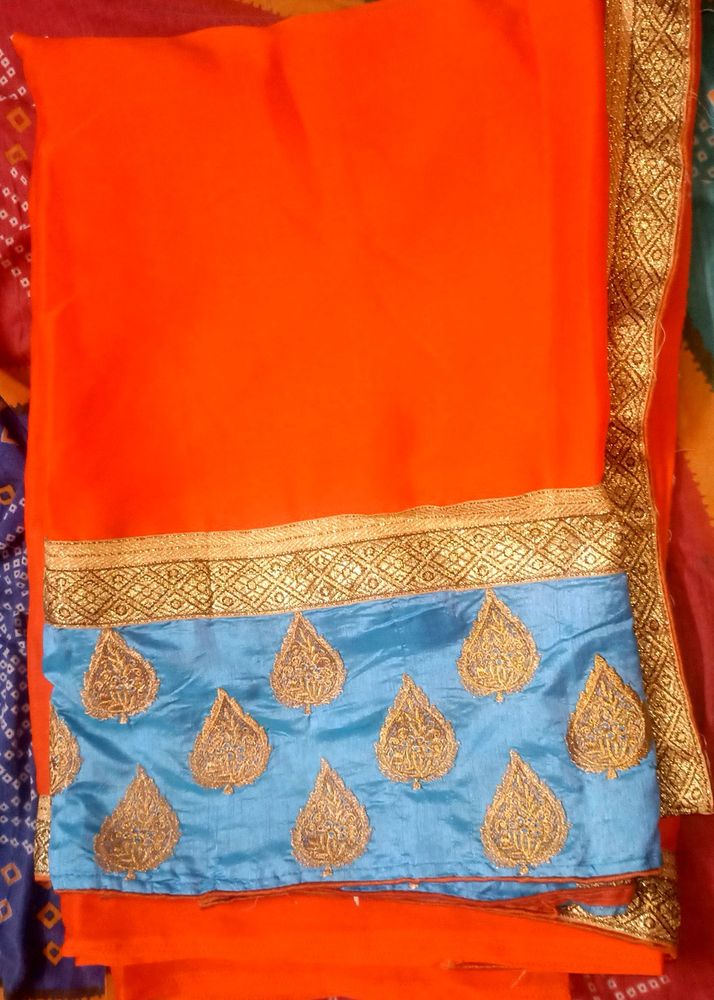 ORANGE AND BLUE SAREE