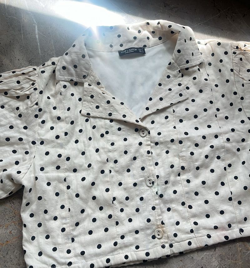 Polka Dot Puff Sleeve Top