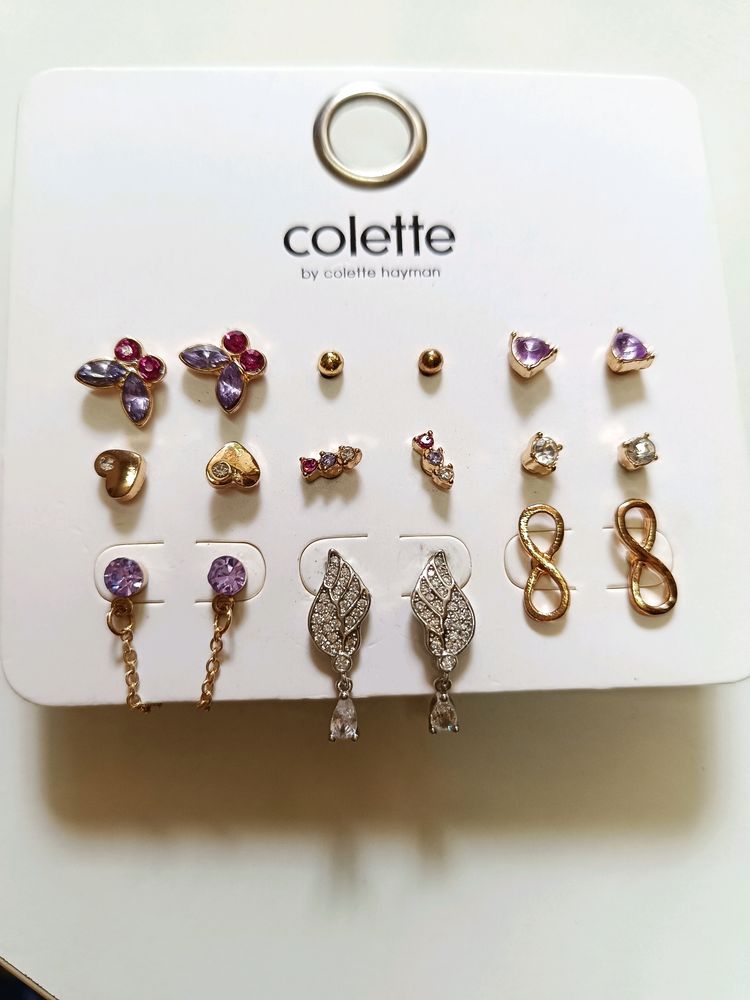 9 Pairs Of Dainty Studs By Colette