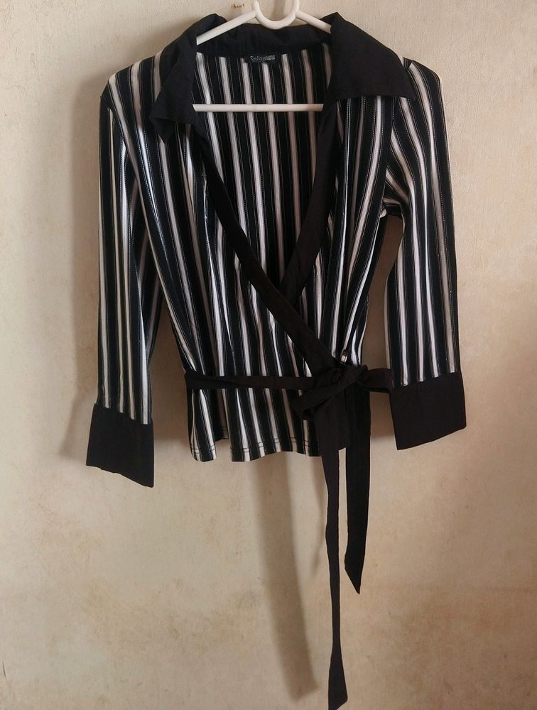 Striped Flapped Blazer Jacket