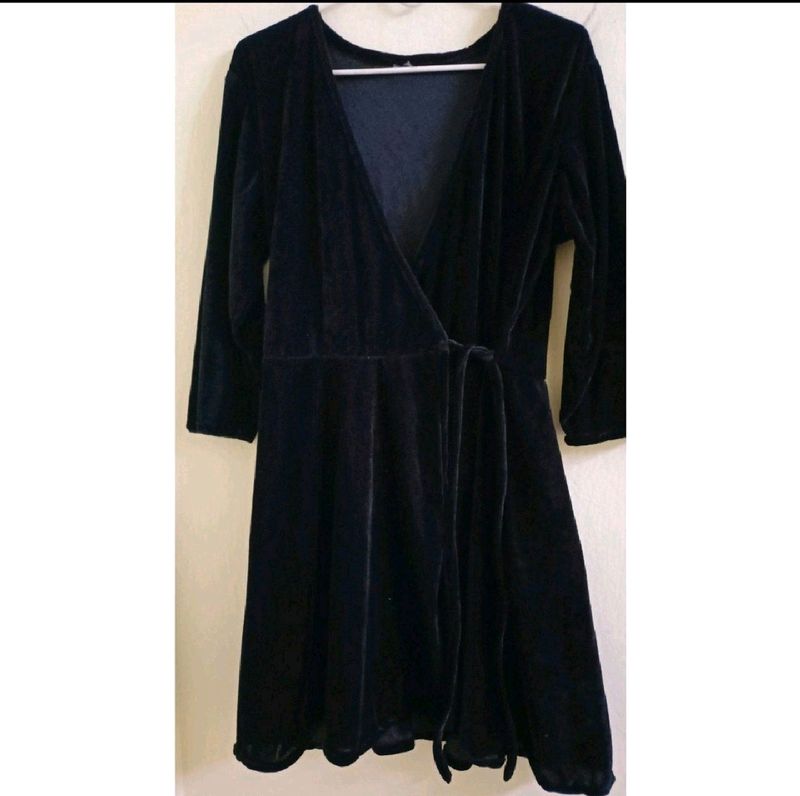 Black Layered Wrap Dress.