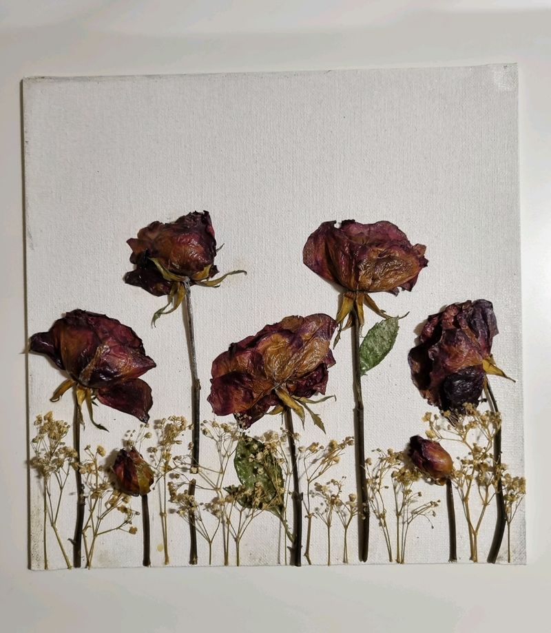 3D Real Rose Art on Canvas Board