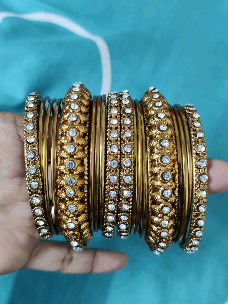 ❗Price Update❗Golden Oxidised Bangles Set