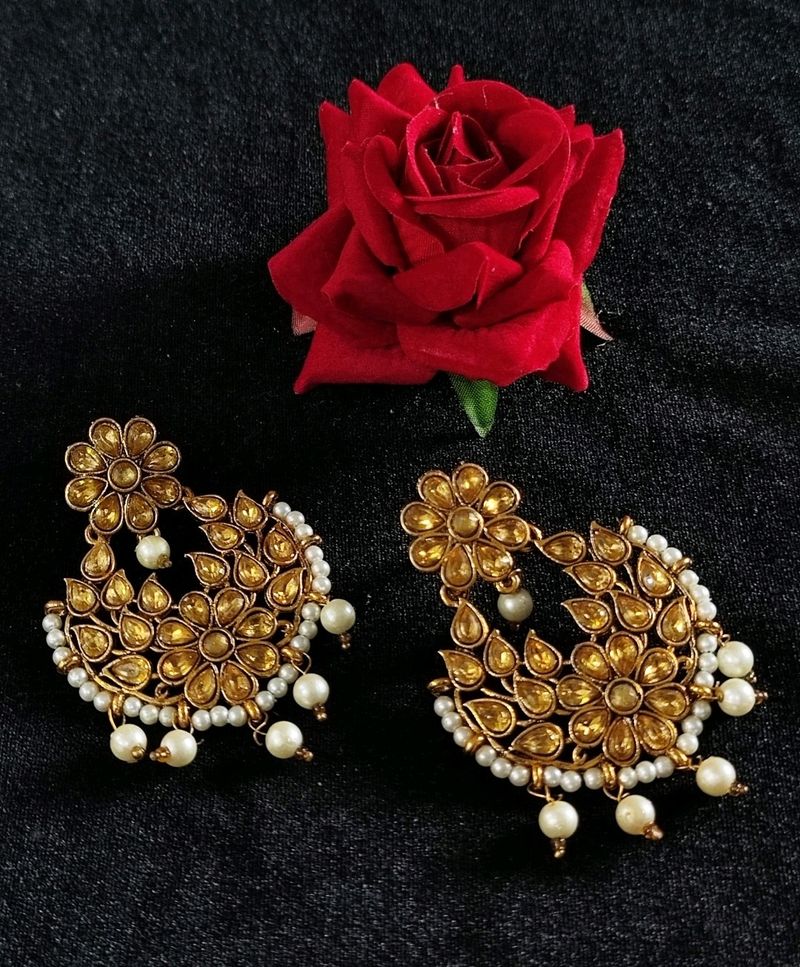 GOLD NAVRATRI DESIGNER EARRINGS