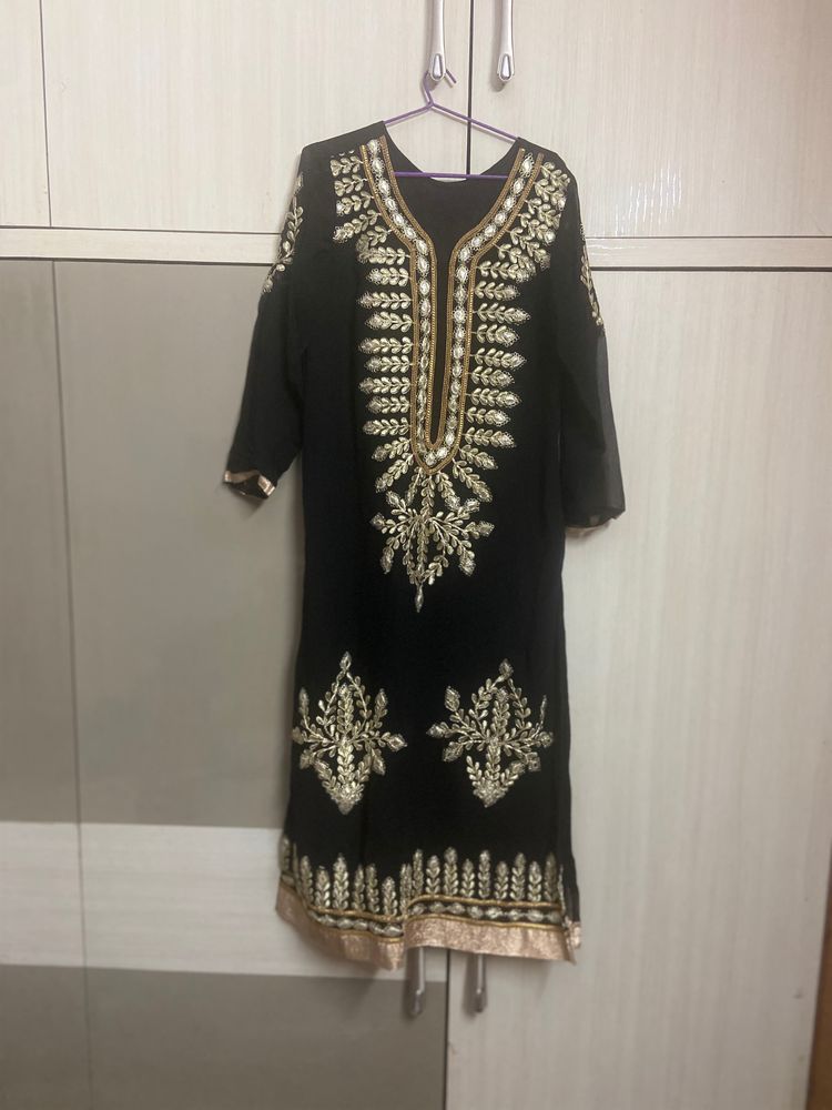 Black & Golden Kurta