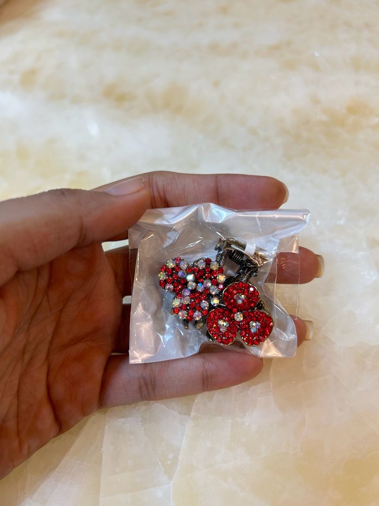 Red Studded Hair Clip Clutch