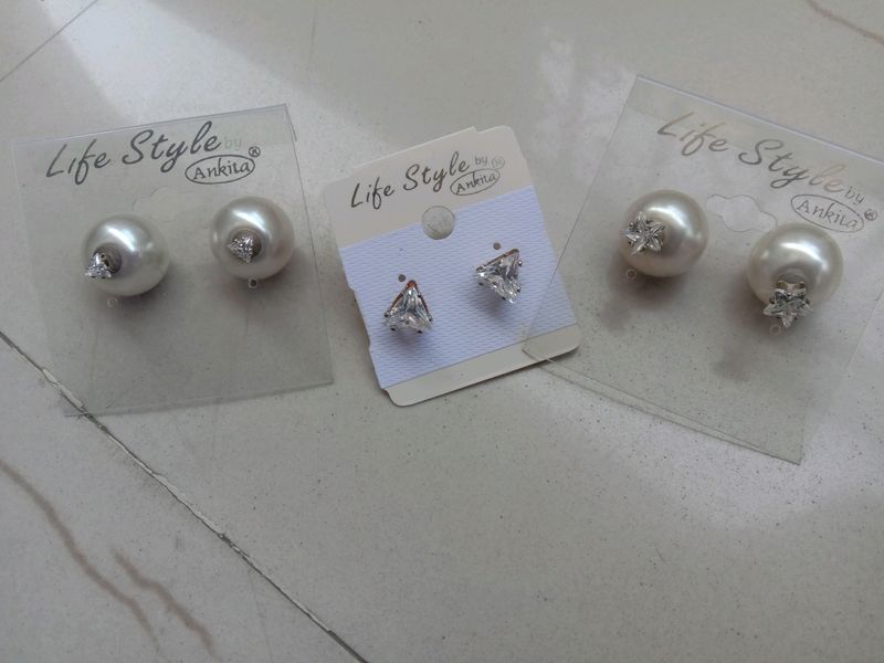 Combo Of 3 Ad Stone Studs