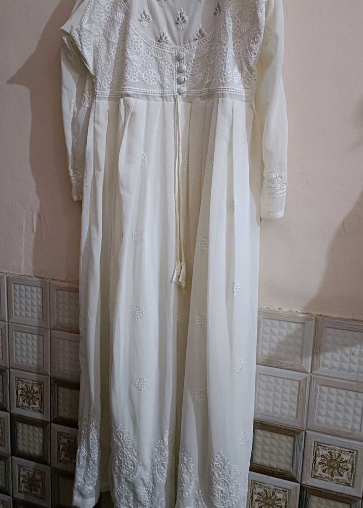 Off White Anarkali Kurti