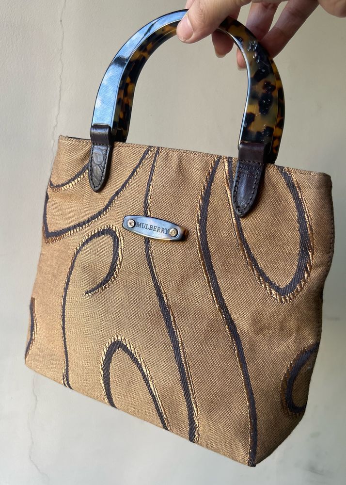 Mulberry Tapestry And Lucite Handle Bag