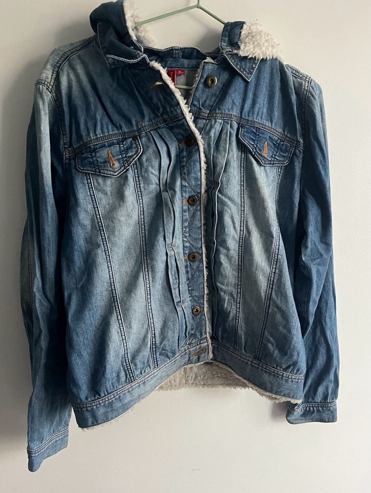 Denim Jacket With Shearling And Hoodie