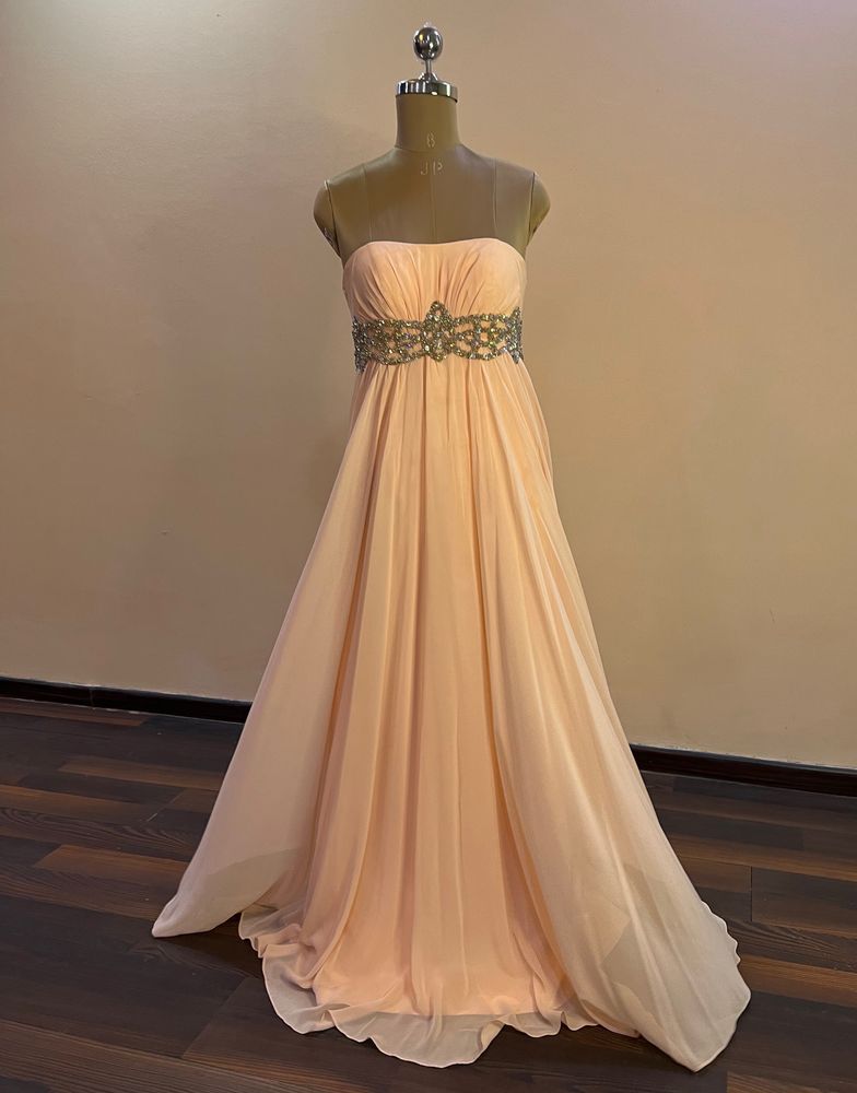 Peach Embellished Tube Dress (Bust:34)