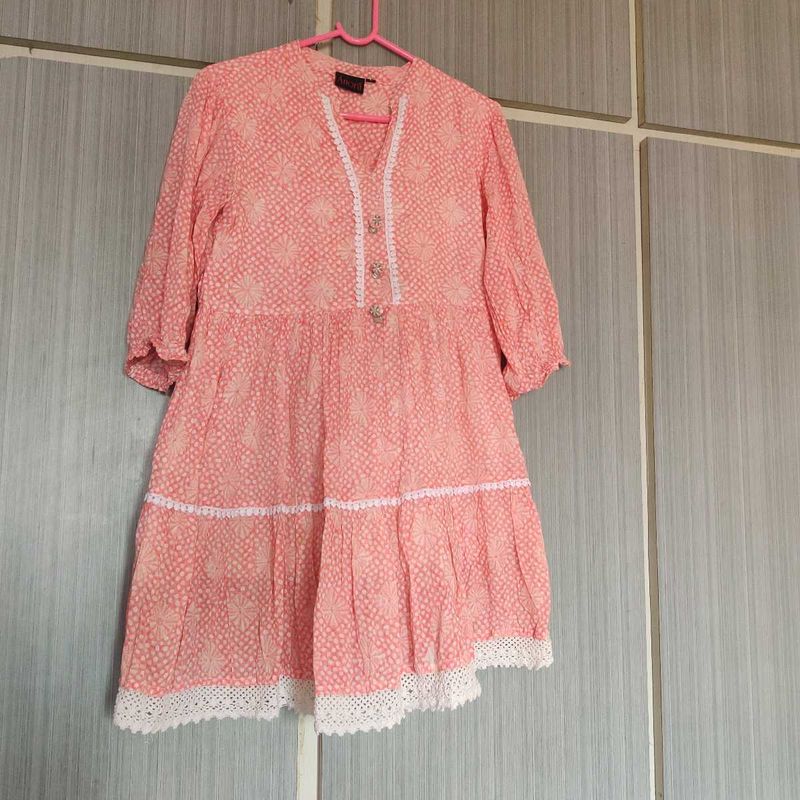 Short Anarkali Chikankari Kurti