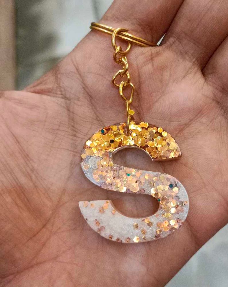 S Alphabet Resin Art Keychain