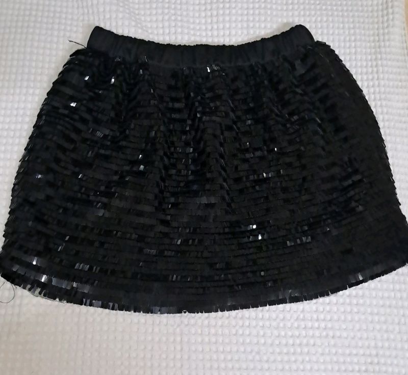 Black Sequin Party Mini Skirt