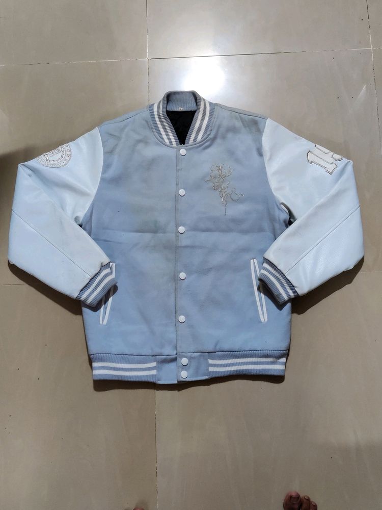 Korean Vintage Leather Varsity