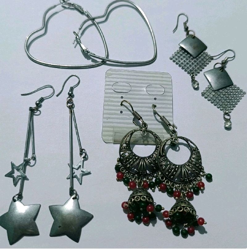 Combo Of 6 Silver Earrings