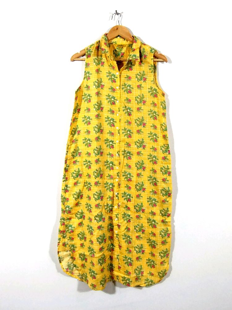 Global Desi Yellow Floral Printed Kurti