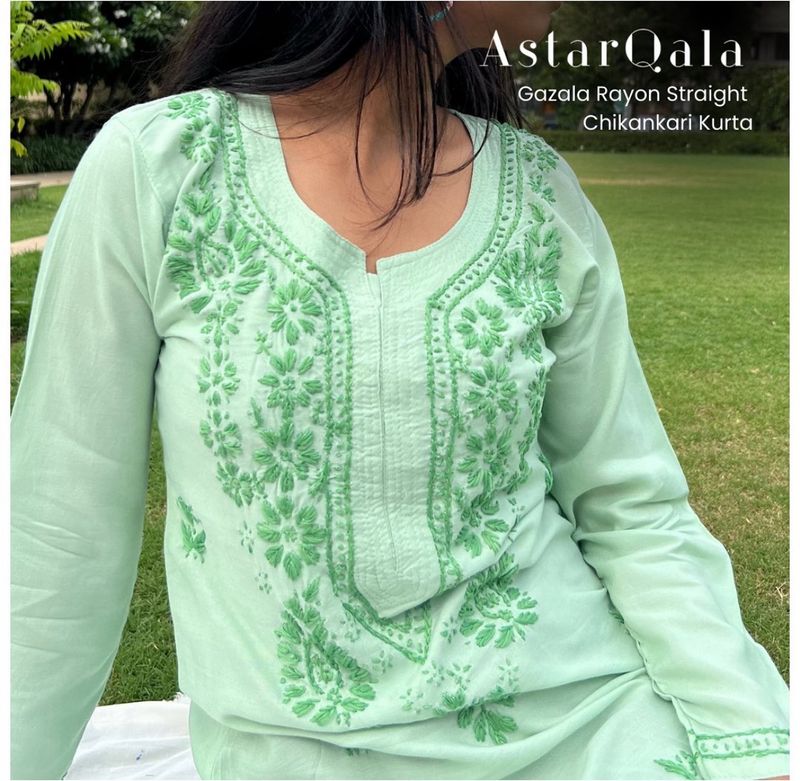 Green Chikankari Kurti