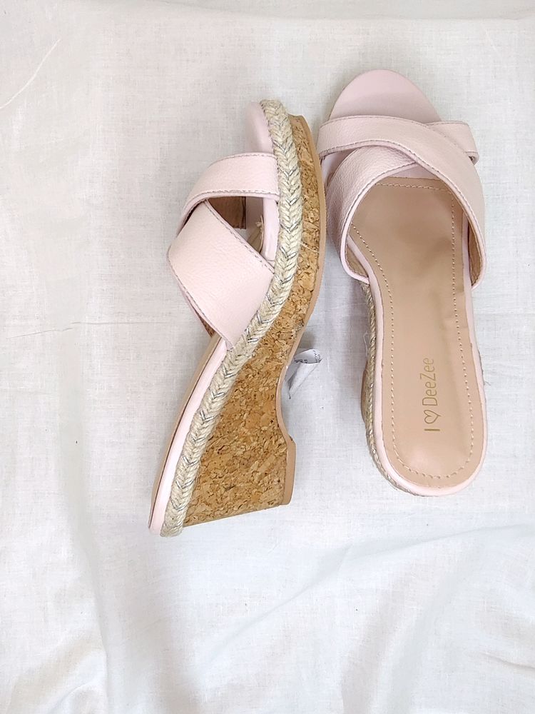 Light pink platform wedges