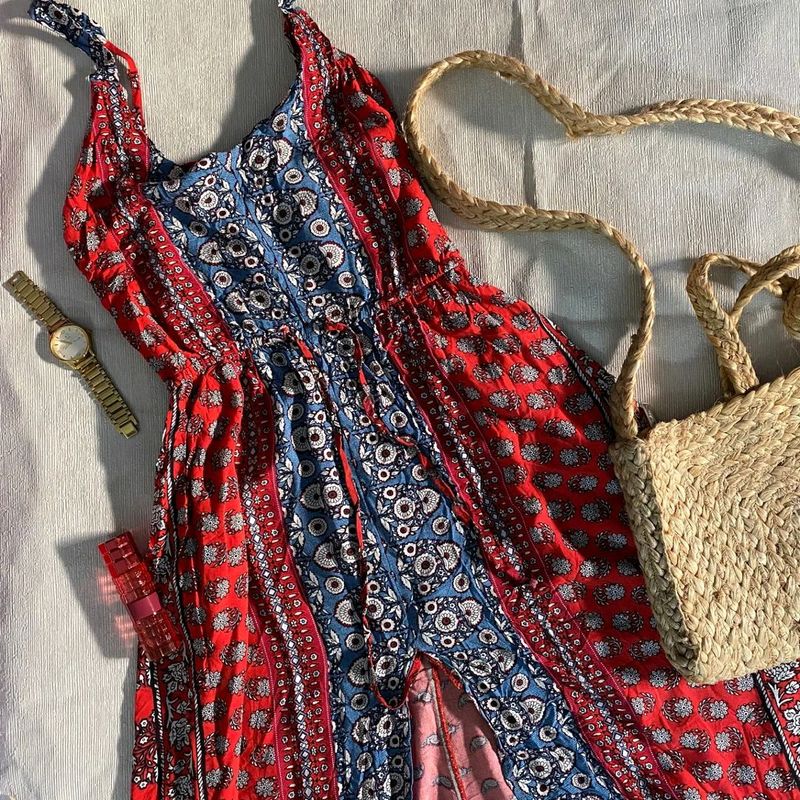 Red And Blue Bohemian Dress