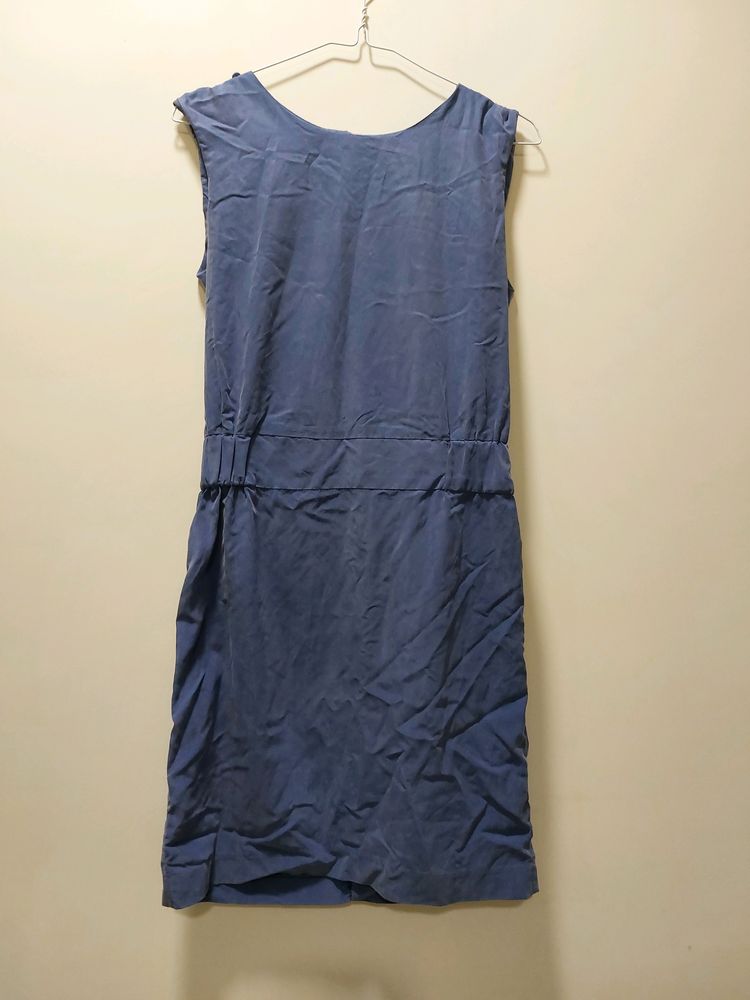 Smart Blue Sleeveless Korean Dress