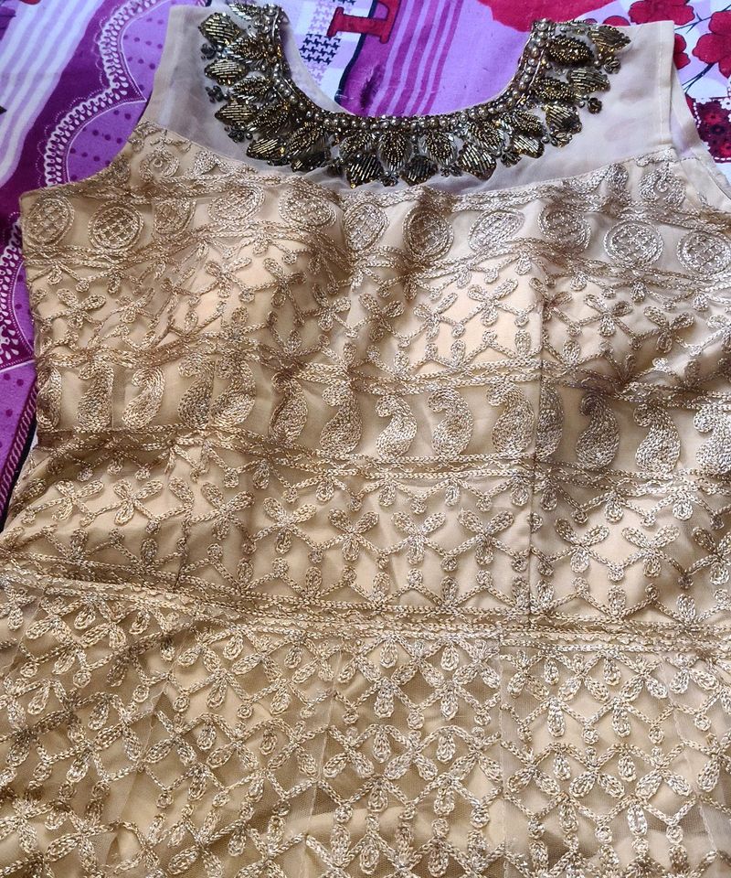 Selling My Golden Net Gown With Thered Work