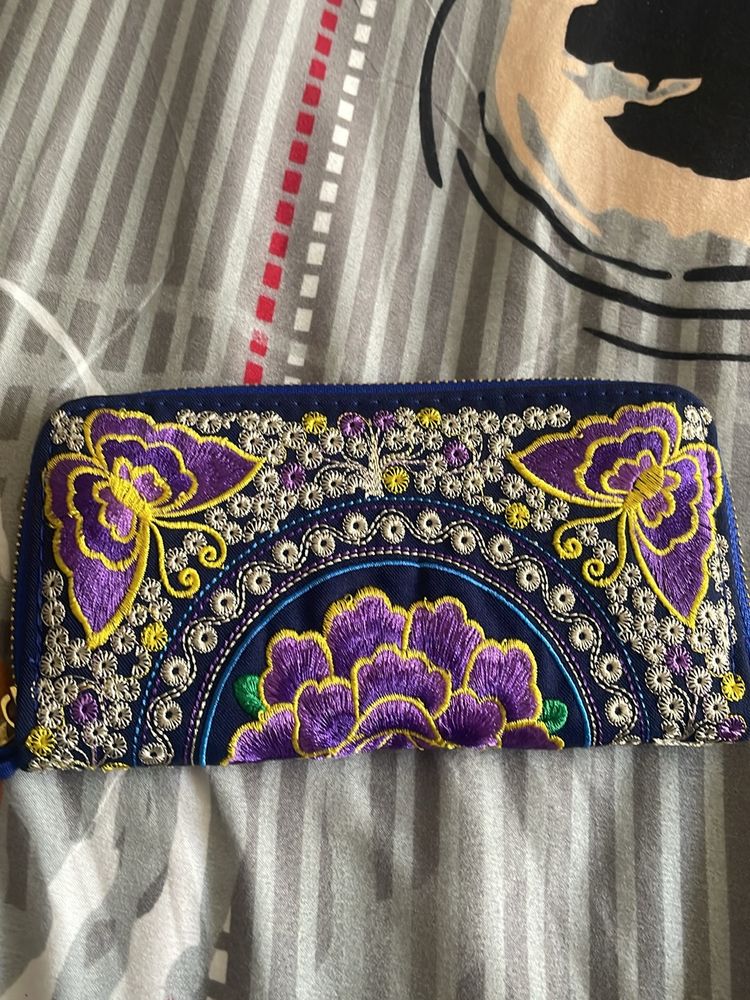 Ladies Emroidered Clutch In New Condition