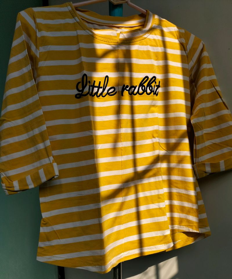 Yellow White Stripes Top