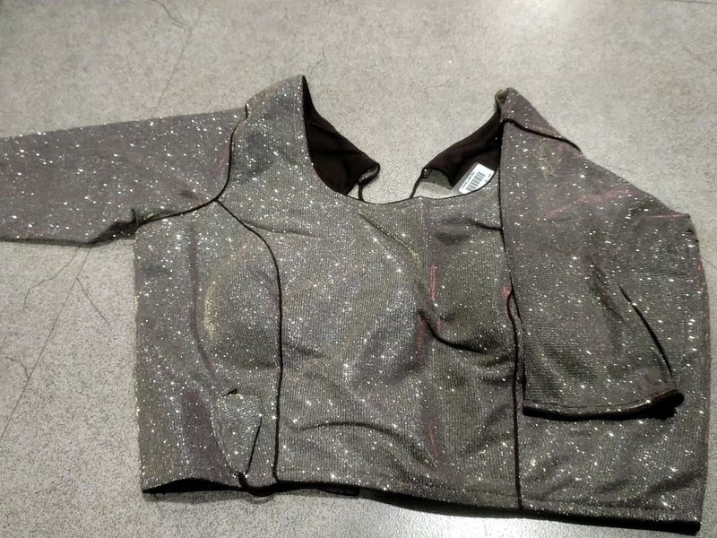 Silver Glittery Western Blouse