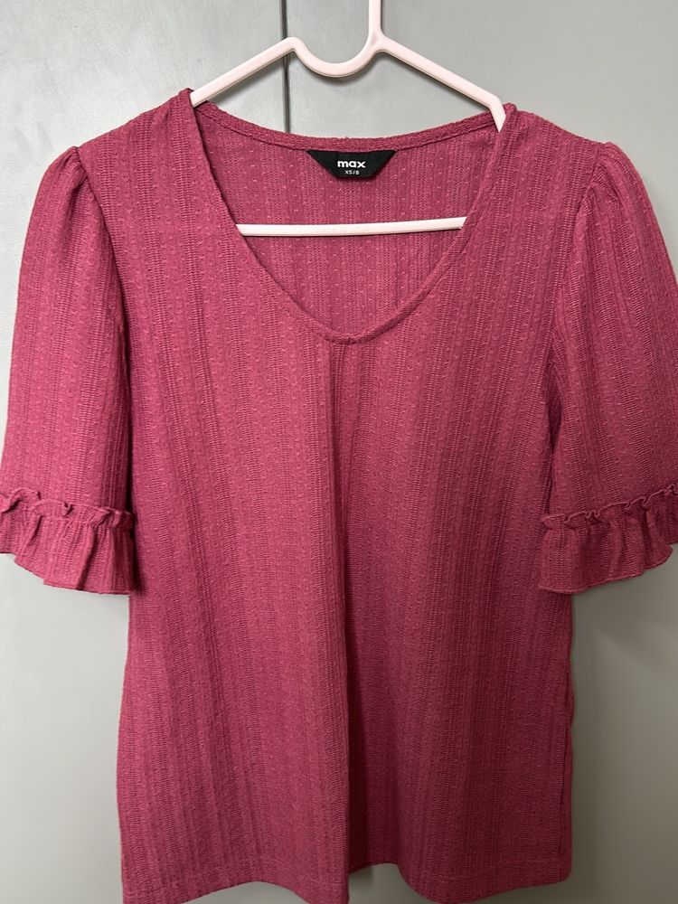 Rose Pink Top with frill Sleeves