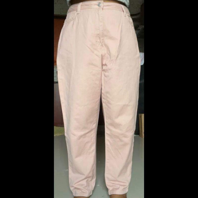 High Rise Peach/Light Pink baggy Jeans