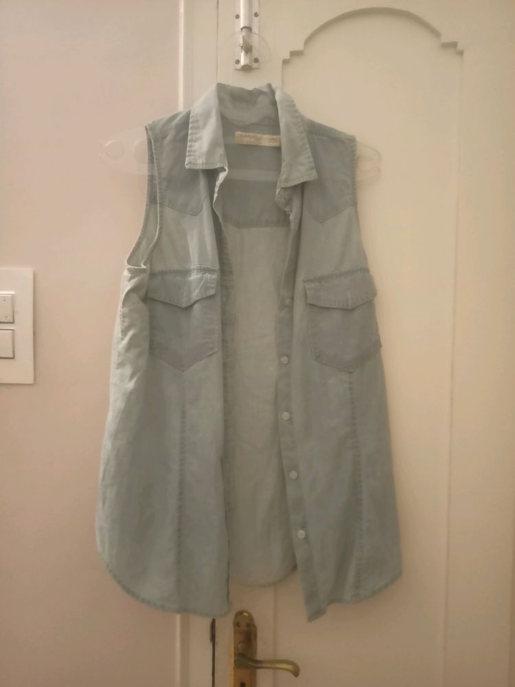 Denim sleeveless over coat or jacket vintage