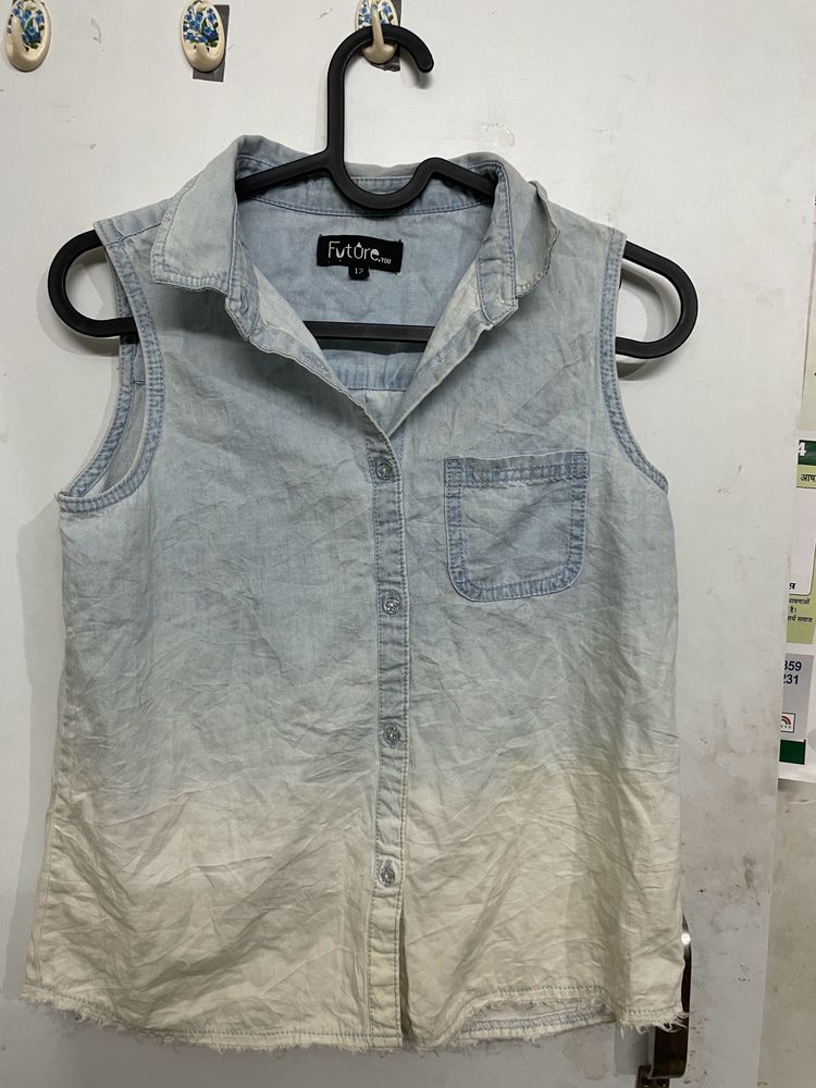 Vintage Denim Sleeveless Blouse