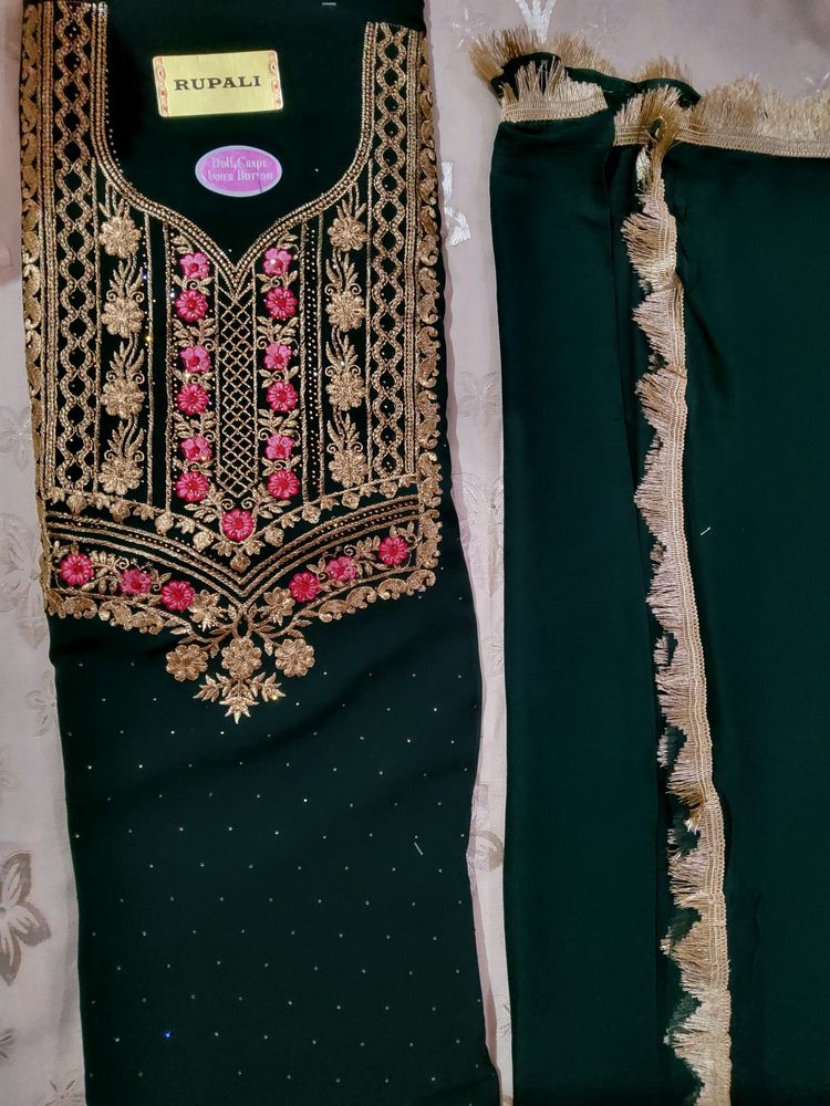 Combo Semi-stitched Suit With Stones Work