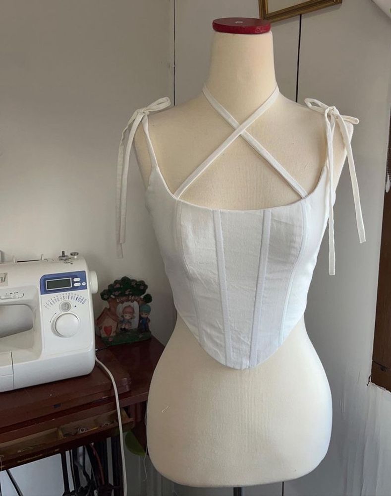 White Corset Crop Top Imported