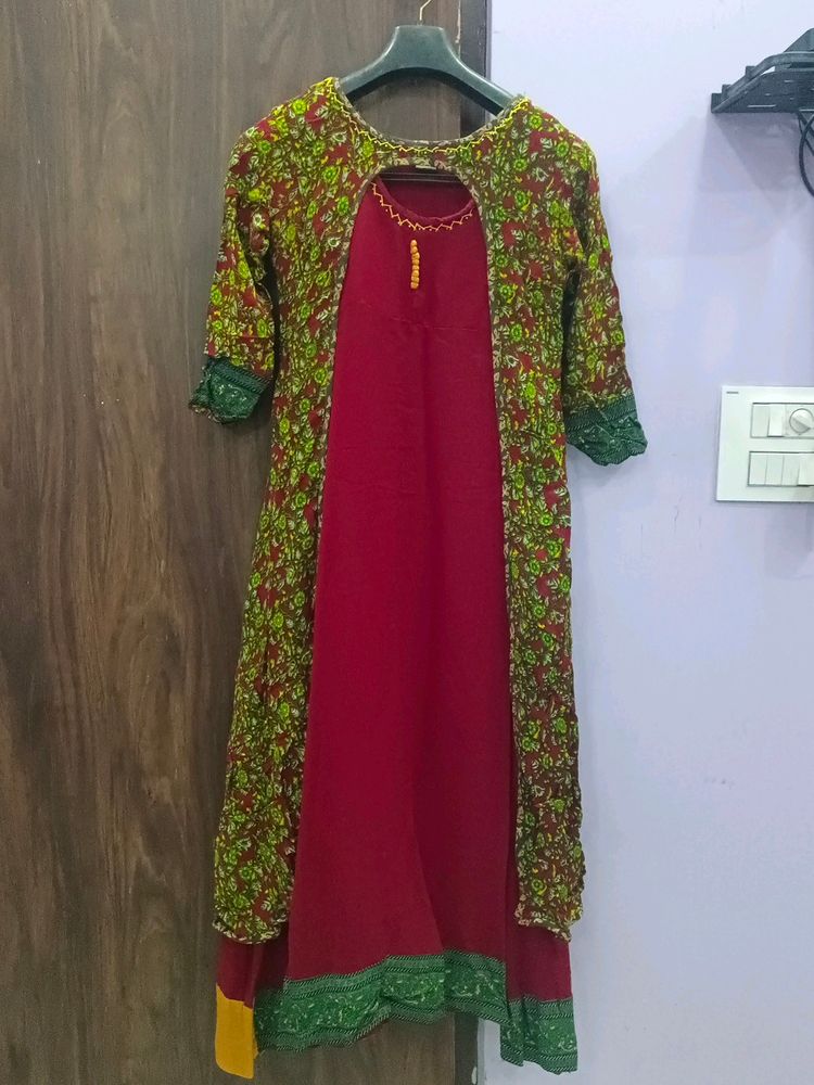 Georgette Nd Cotton Double Elegent Kurti