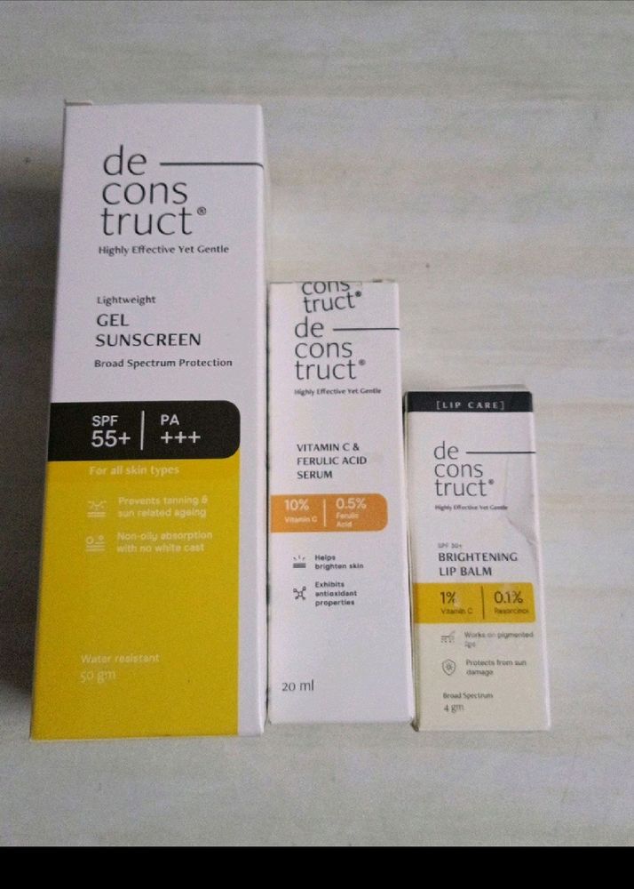 Combo Of Deconstruct Sunscreen, Serum & Lip Balm