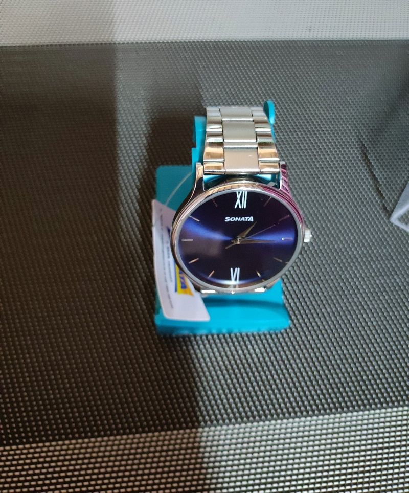 Sonata Aspire Quartz Watch Blue Dial Steel Strap