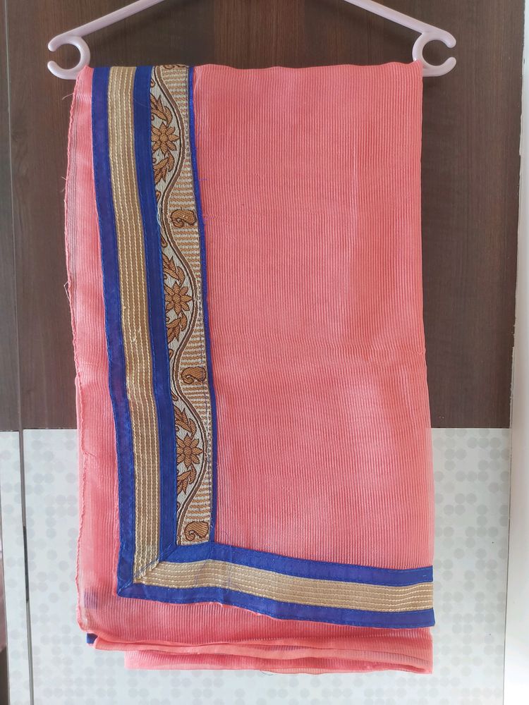 Beautifull Pink Sari With Designer Blouse