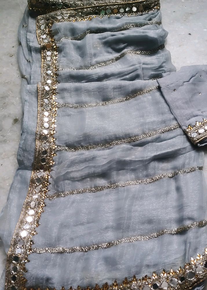 Gray Handwork Saree